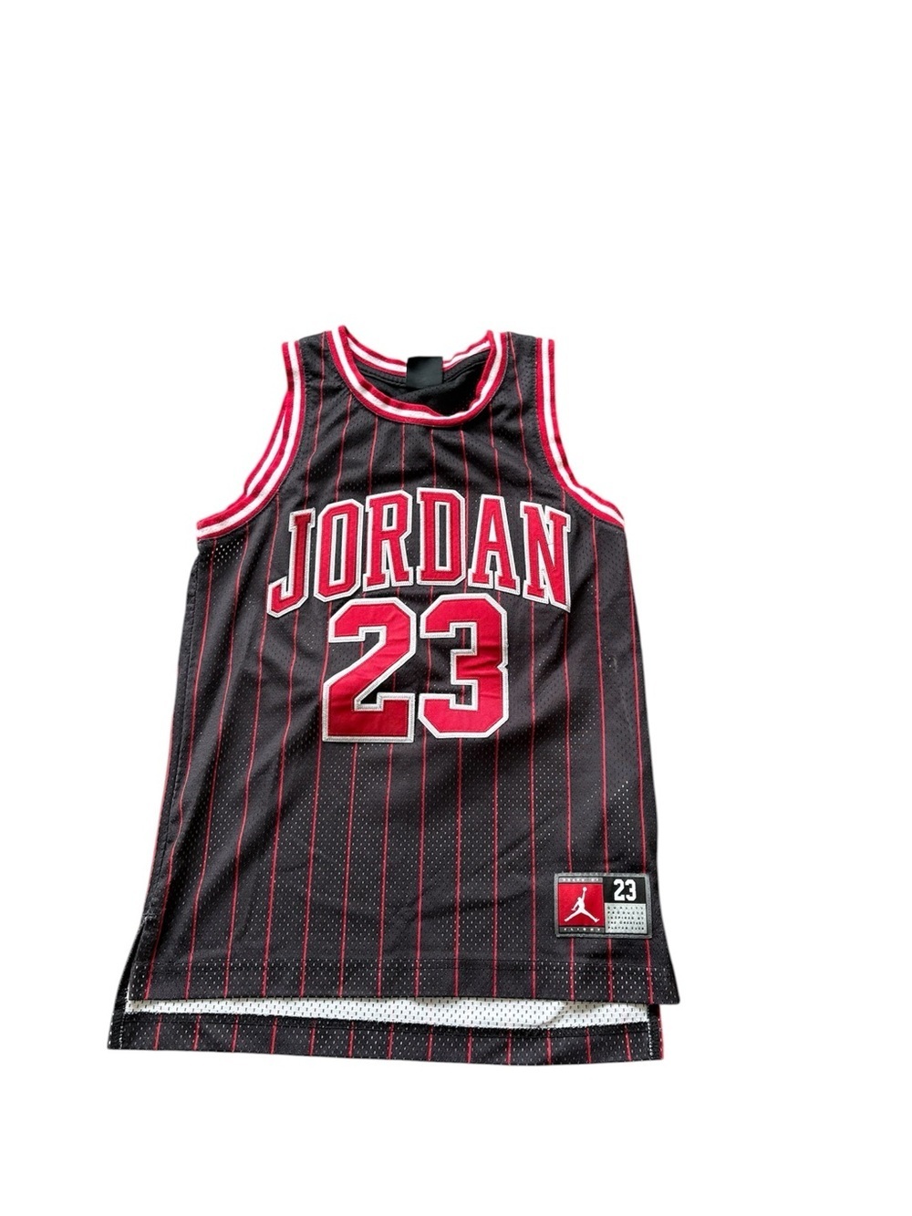 Jordan Black & Red Pinstripe 23 Basketball Jersey